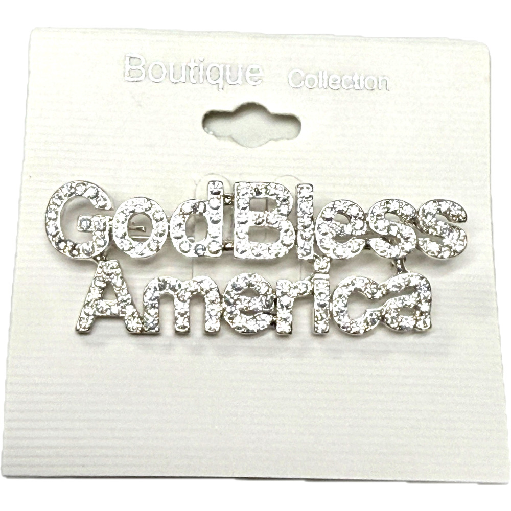 Stella Wholesale Lot 10 God Bless America Brooches Silver Tone Crystal Pins Bulk